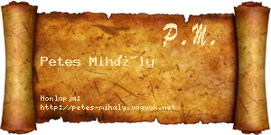 Petes Mihály névjegykártya